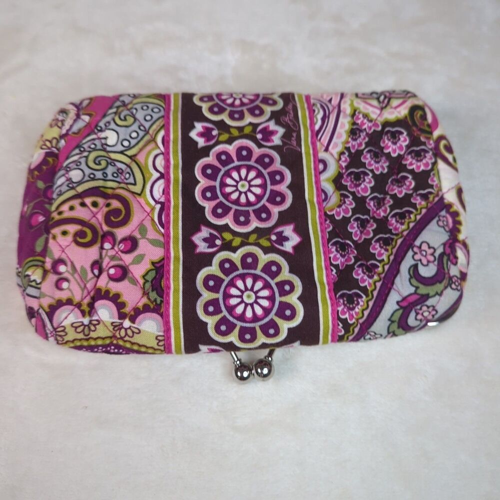 Vera Bradley VERY BERRY PAISLEY Cosmetic KISS & MAKE UP Lined Frame Bag Kisslock - Picture 6 of 10